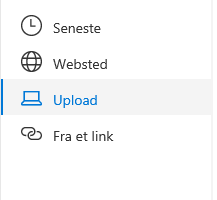 Skærmbillede af valg af Filplacering i Sharepoint.