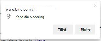Pop op-vinduet Bing-placering