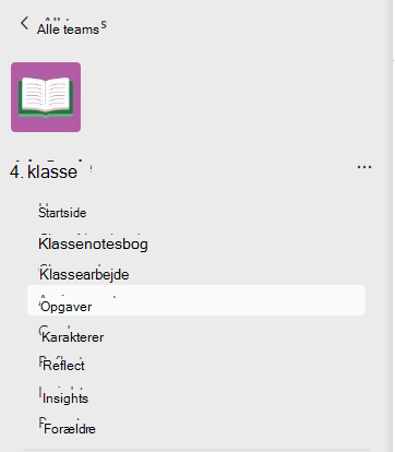 Skærmbillede af opgaver.