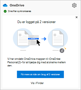 en meddelelse, der vises i OneDrive Aktivitetscenter