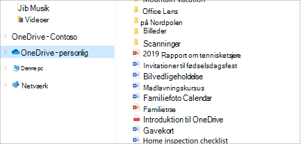 Stifinder åbne med OneDrive-Personal markeret