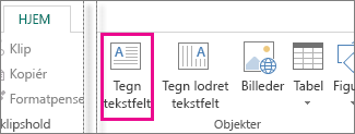 Skærmbillede af tekstboksen Tegning i Publisher.