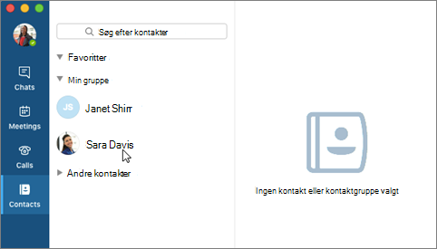 Klik på kontakten på kontaktlisten
