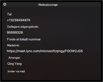Inviter brugere til et møde via mail
