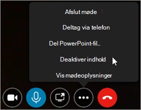 Eksempel på, hvordan du deaktiverer eller aktiverer mødeindhold