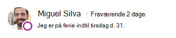 Tilstedeværelsesmeddelelse for Miguel