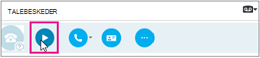 Knappen ///Afspil telefonsvarer i Skype for Business.