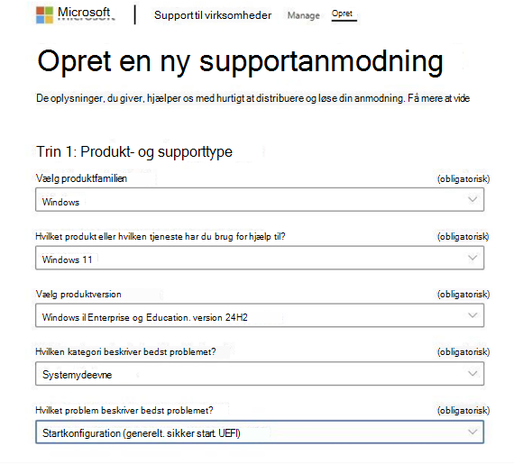 Opret en ny supportanmodning