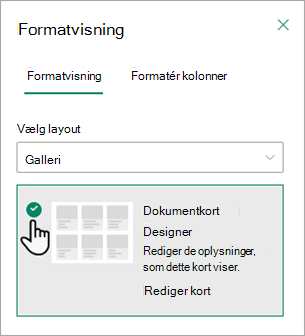 Du kan bruge Designer Dokumentkort til at ændre de oplysninger, der vises på hvert kort.