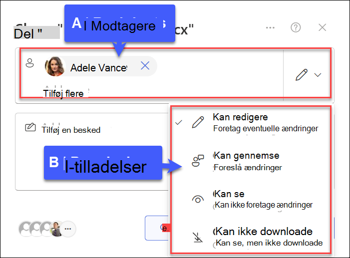 skærmbillede af delt med bestemte personer