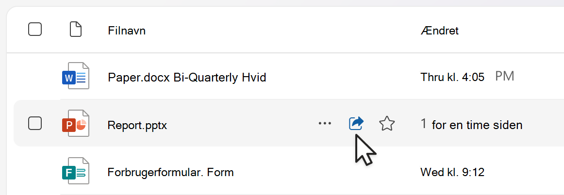 Del element fra listevisning