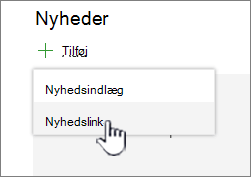 Tilføj et nyhedslink fra webdelen Nyheder