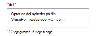 Tilføj en titel til nyhedselementet