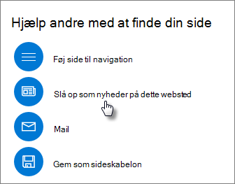 Fremhæv panel, der viser Slå op som nyheder på dette websted