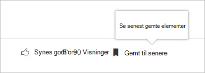 klik for at få vist panelet med senest gemte elementer
