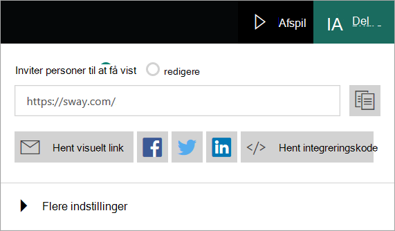 Sway-menu fra din Microsoft-konto
