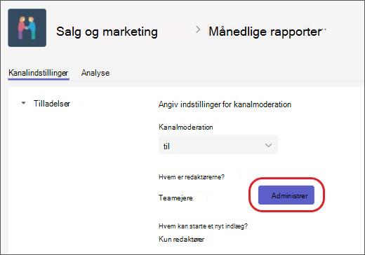 tilføj eller fjern kanalmoderatorer