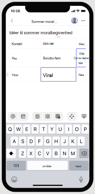 Rediger en live komponent på mobil