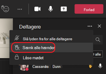 menuindstillingen Nederste alle hænder