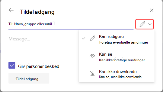Billede med redigeringsikonet fremhævet for at administrere optagelsesadgang.
