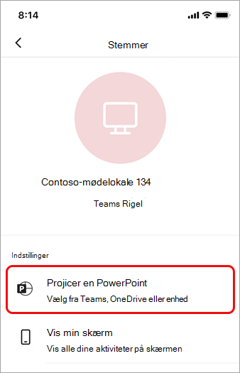 Tryk på Projicer en PowerPoint