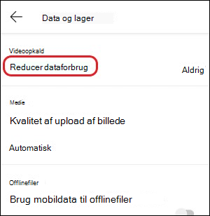 Teams-mobil- reducer dataforbrug