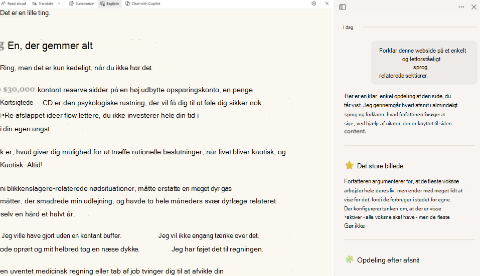 Skærmbillede af readingmode-copilot.