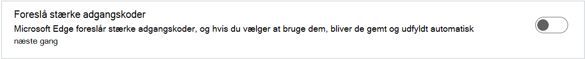 Skærmbillede af Foreslå stærke adgangskoder.