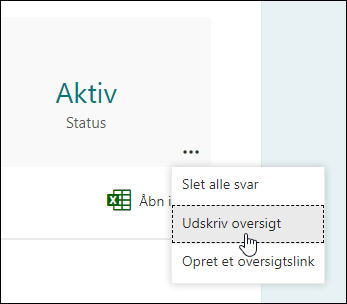Indstillingen Udskriv oversigt i Microsoft Forms