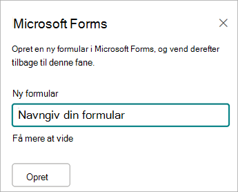 Angiv et navn til den nye formular
