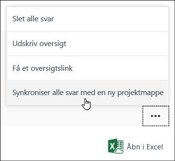Synkroniser alle svar med en ny projektmappeindstilling i Microsoft Forms