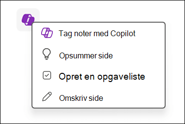 Adgang til copilotfunktionen på lærredet i OneNote