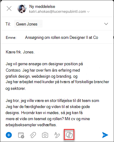 Copilot-ikon i menuen Opret til iOS