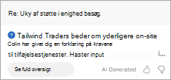 Viser oversigten i Outlook. Under oversigten er der en knap, hvor der står Se fuld oversigt.