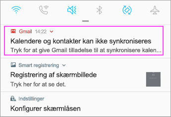 Åbne meddelelseslinjen