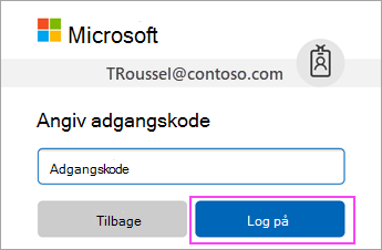 Indtast adgangskoden til min arbejds- eller skolekonto i O365.