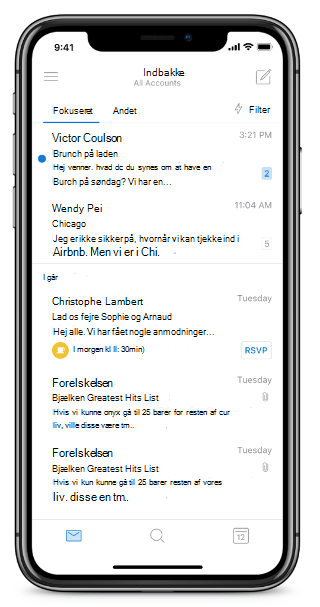 Viser en iPhone-skærm uden Hjem-knap.