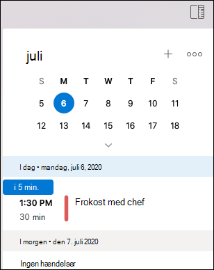 Menuen Min dag til Outlook Mac.