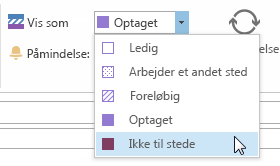 Vis min status under dette møde som Fraværende