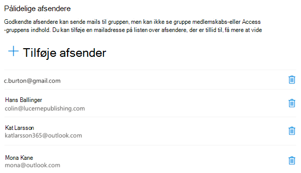 Du kan når som helst tilføje eller fjerne afsendere.