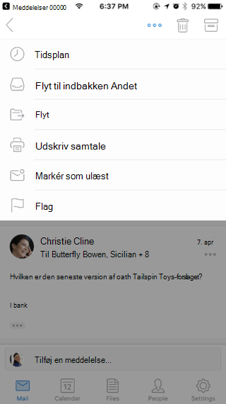 Reagerer på en meddelelse