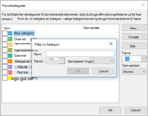 Feltet Tilføj ny kategori