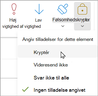 I en ny meddelelse skal du vælge Indstillinger > Kryptér kryptér > .