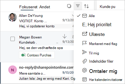 Filtrer dine meddelelser