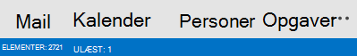 Fanen Personer er placeret nederst i Outlook-skærmbilledet.