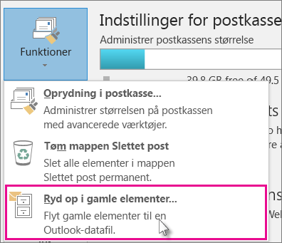 Oprydning af gamle elementer