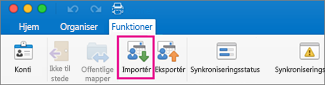 Klik på Importér under fanen Funktioner.