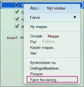 Fjern fra visning
