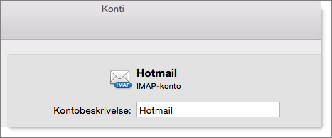 En beskrivelse og typen af en Outlook-konto vises.