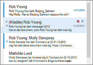 kladde på listen med meddelelser